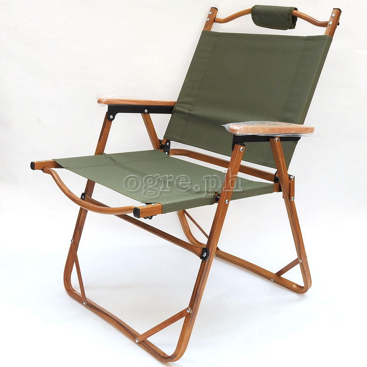 LY-023-L Aluminum Folding Chair with Arm Rest and Wood Grain Frame (Large 54x54x78cm)