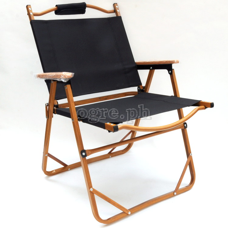 LY-023-L Aluminum Folding Chair with Arm Rest and Wood Grain Frame (Large 54x54x78cm)