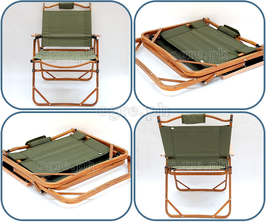 LY-023-L Aluminum Folding Chair with Arm Rest and Wood Grain Frame (Large 54x54x78cm)