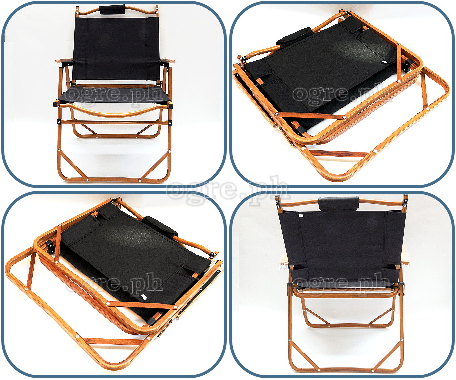 LY-023-L Aluminum Folding Chair with Arm Rest and Wood Grain Frame (Large 54x54x78cm)