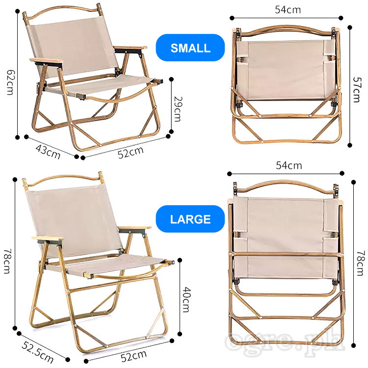 LY-023-S Aluminum Folding Chair with Arm Rest and Wood Grain Frame (Small 52x43x62cm)