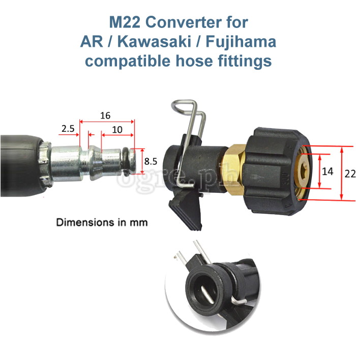 PWA-18 M22 x 14mm Female to AR/Kawasaki-compatible Hose Quick Connector