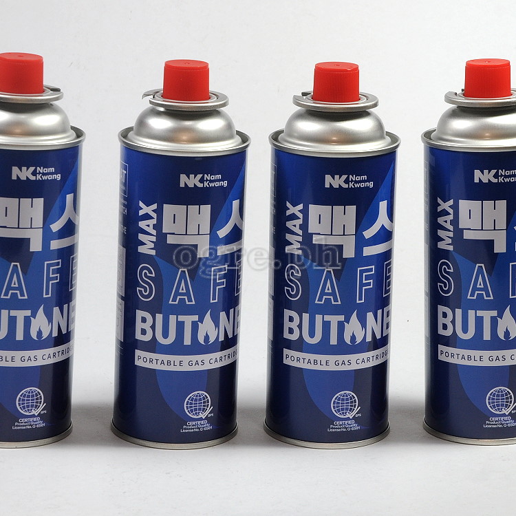 Max Safe Butane Gas 220g Nozzle Type CRV Cartridge 4-Pack
