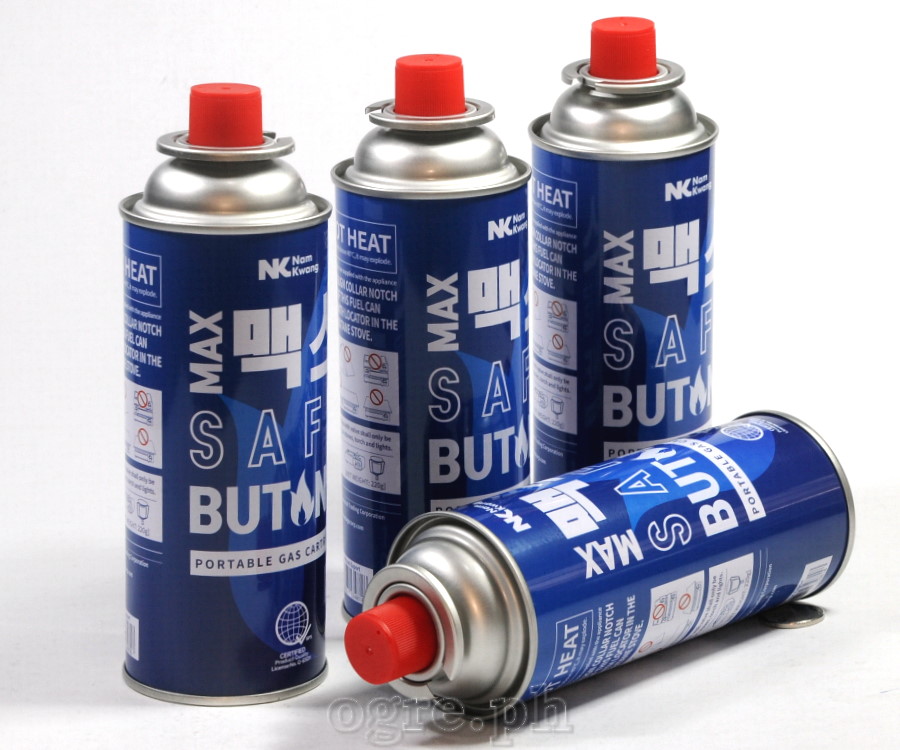 Max Safe Butane Gas 220g Nozzle Type CRV Cartridge 4-Pack