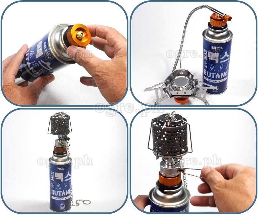 Max Safe Butane Gas 220g Nozzle Type CRV Cartridge 4-Pack