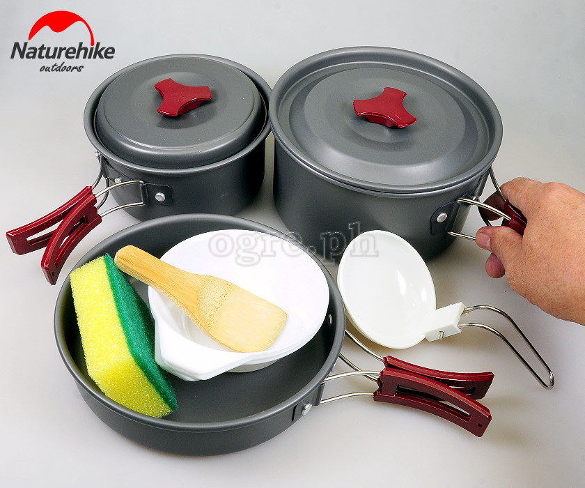 NH15T203-G 5-pc Outdoor Cookware Set with 6 pcs Kitchen Utensils