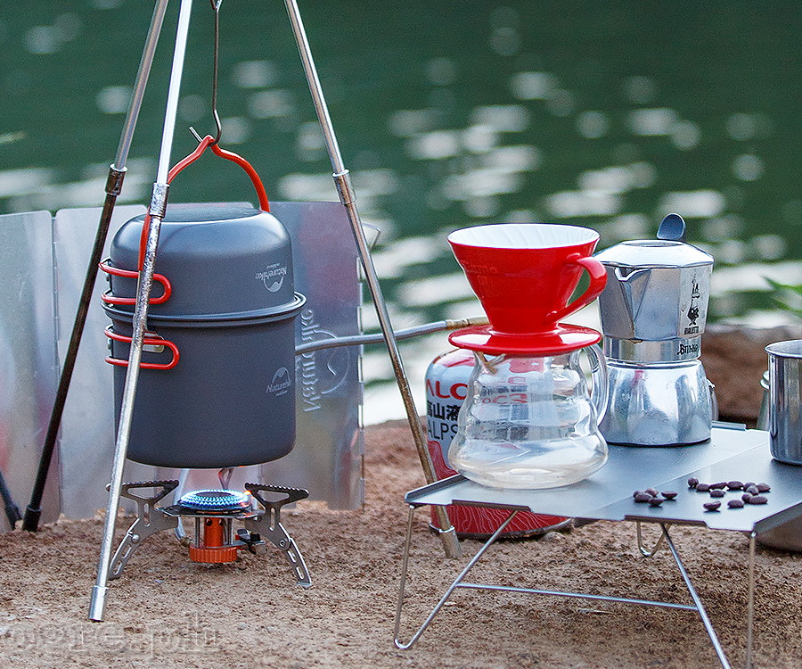NH18T018-G 4-pc Outdoor Cookware Set (with 6pcs Kitchen Utensils (Upgraded Version)