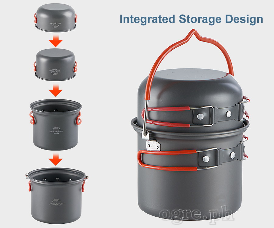 NH18T018-G 4-pc Outdoor Cookware Set (with 6pcs Kitchen Utensils (Upgraded Version)