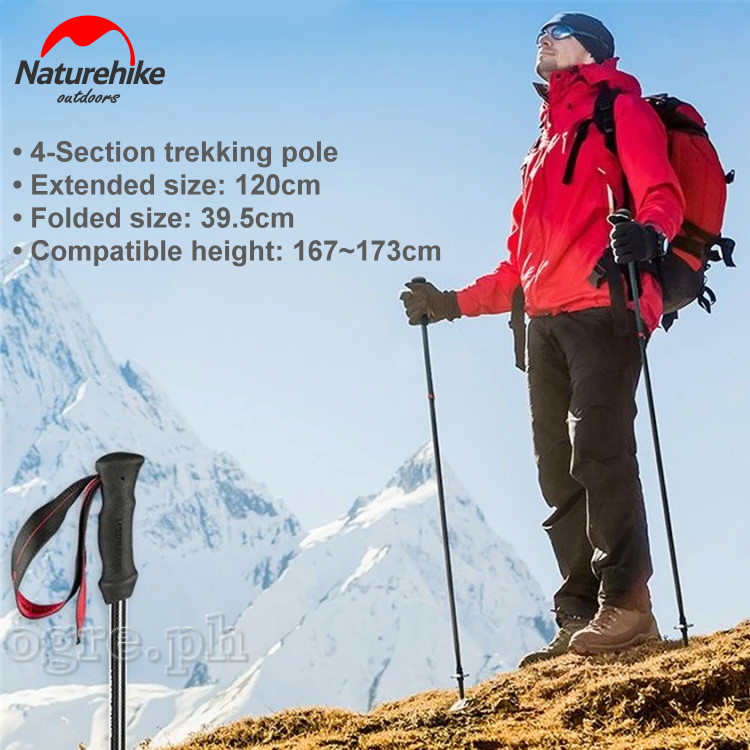 NH19DS001 4-Section 120cm Lightweight Folding Trekking Pole