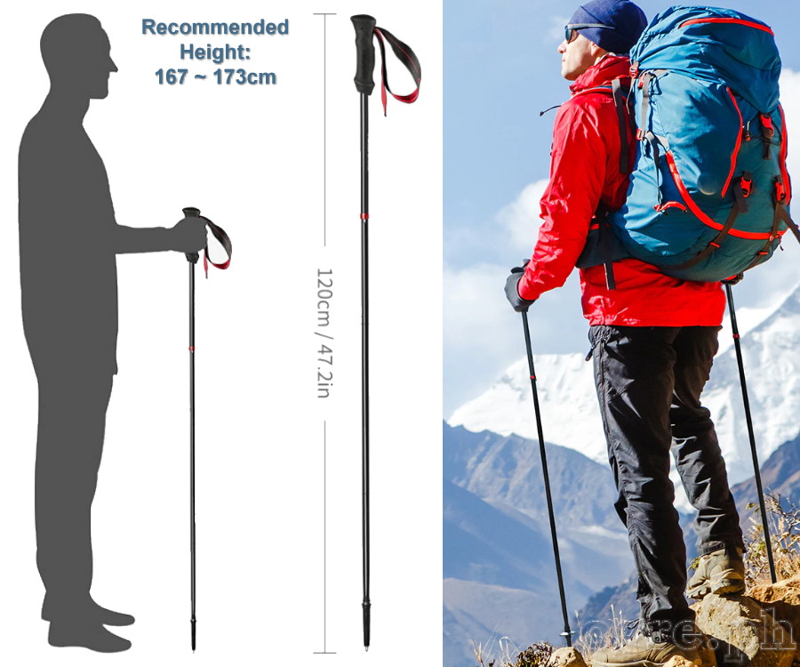 NH19DS001 4-Section 120cm Lightweight Folding Trekking Pole