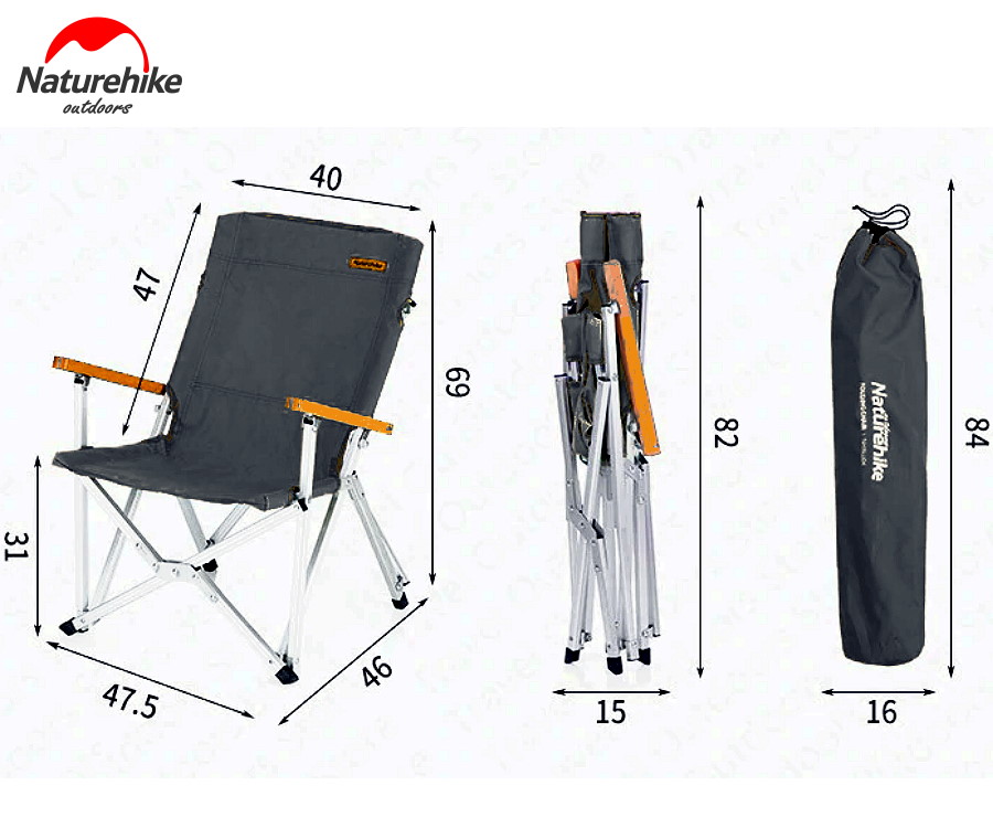 NH19JJ004 Aluminum Folding Chair with Arm Rest