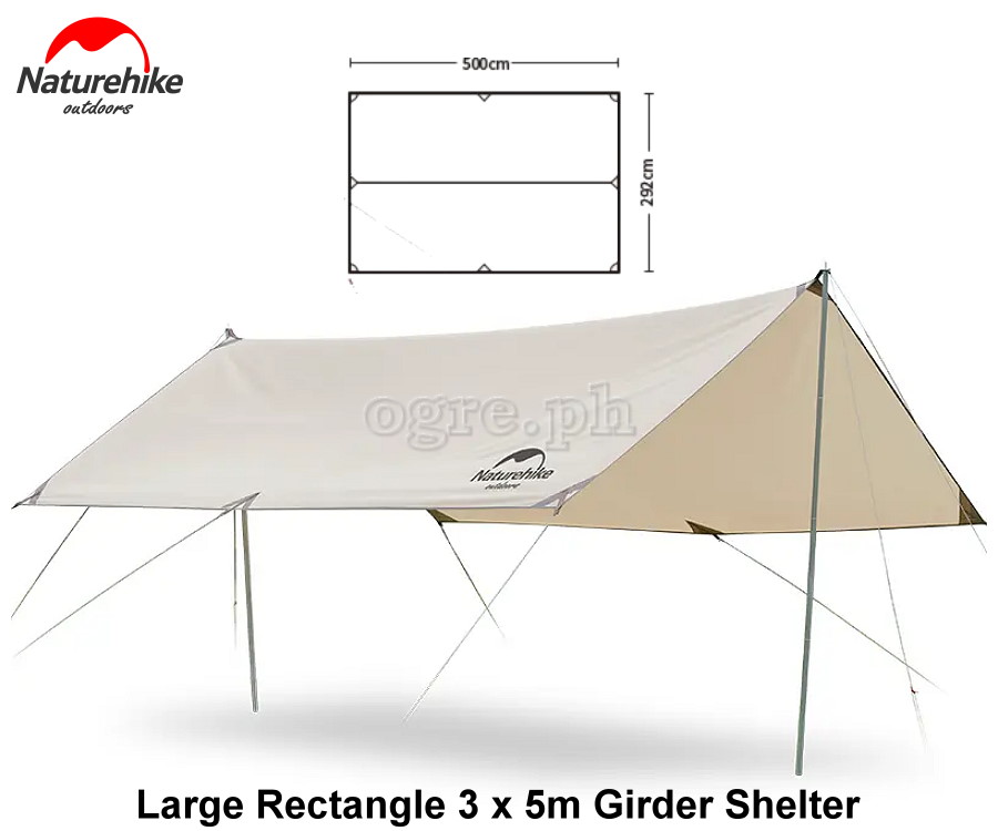 NH20TM006-LR Girder Shelter / Sun Shade Tarp with 2 Poles (Large Rectangle 3x5m)