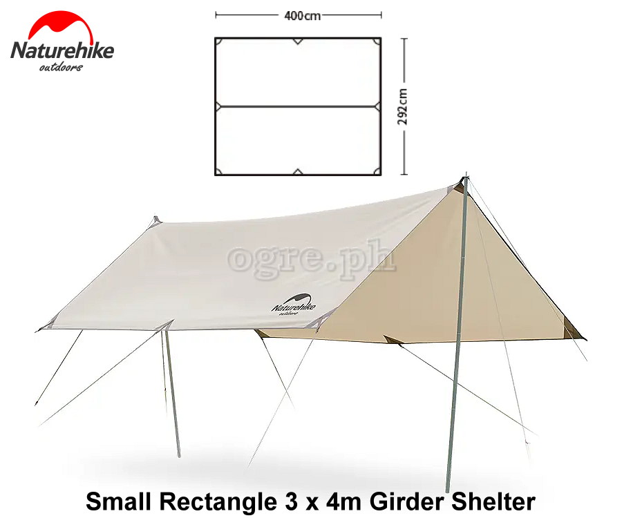 NH20TM006-SR Girder Shelter / Sun Shade Tarp with 2 Poles (Small Rectangle 3x4m)