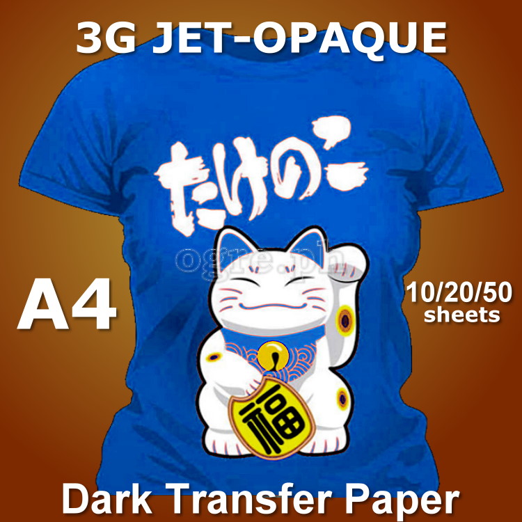 HTP-DKA4 3G Jet-Opaque Heat Transfer Paper for Dark Fabrics Size A4 (10 sheets)