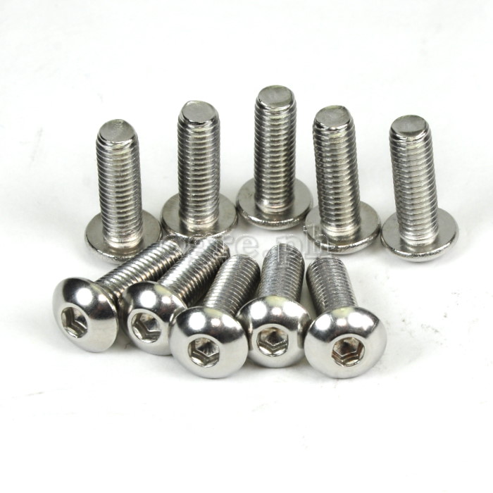 BCB-SSRH10 10 pcs Stainless Steel Button Head Hex Bolts for Bike Bottle Cage