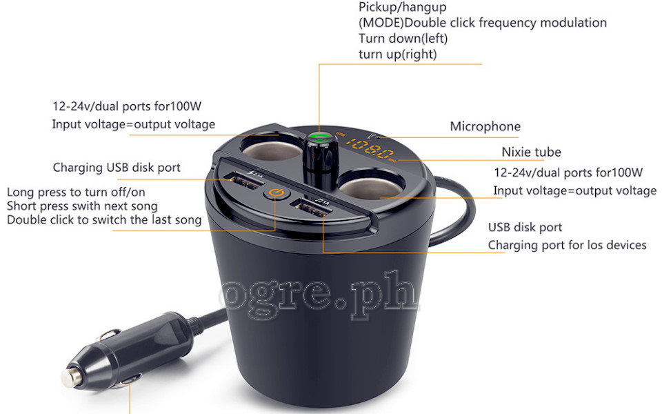 BCK-01CH Multifunction Bluetooth Car Kit (Cup Holder Style)