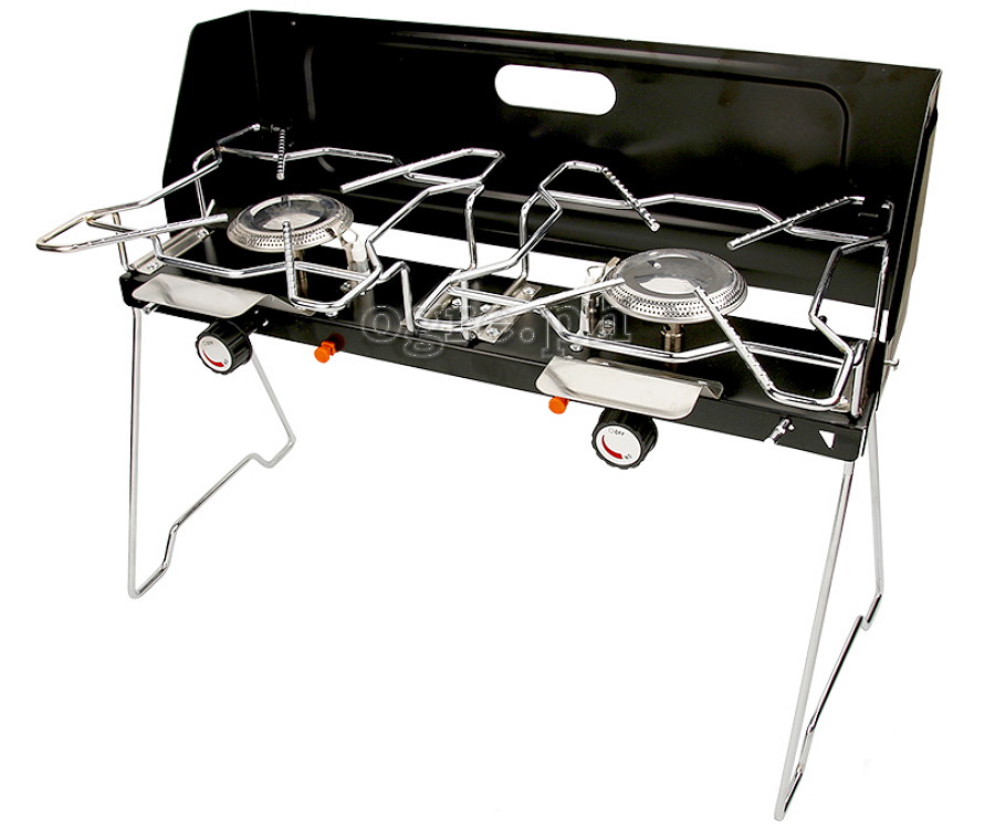 OTGS-202 Portable 2-Burner Butane Stove with Folding Lid and Stand