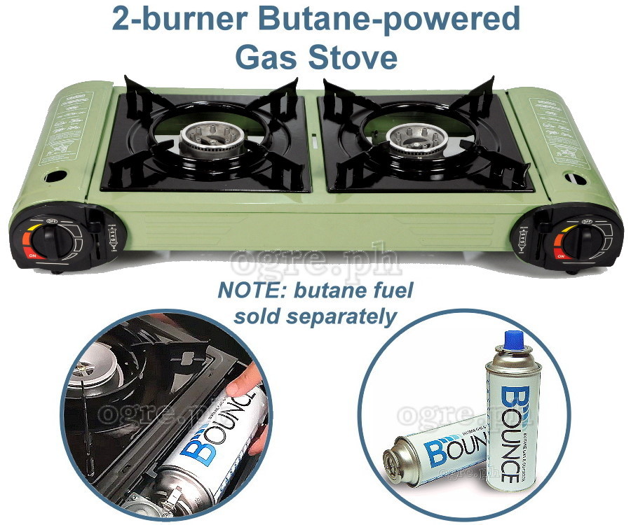 OTGS-268 Portable 2-Burner Butane Gas Stove with Free Storage Bag