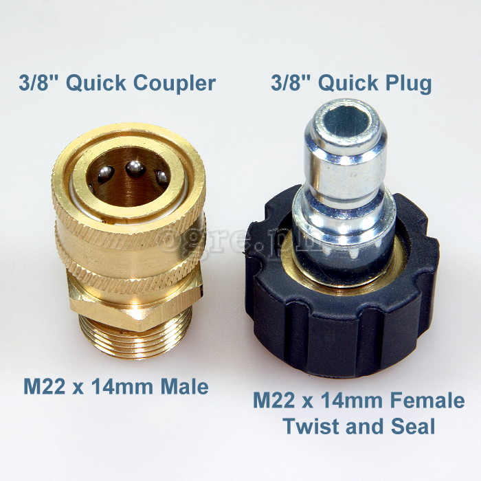 PWQ-03 M22 x 3/8 Pressure Washer Quick Connect Coupler Set A