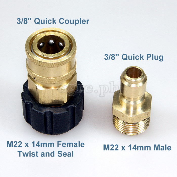 PWQ-04 M22 x 3/8 Pressure Washer Quick Connect Coupler Set B