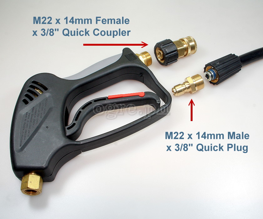 PWQ-04 M22 x 3/8 Pressure Washer Quick Connect Coupler Set B
