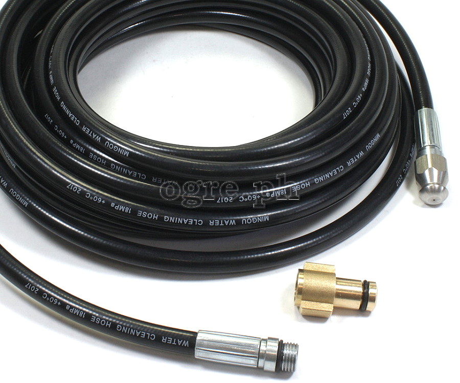 PWSH-02A Sewer / Drain Cleaning Hose with Alloy Adapter for Kawasaki/Fujihama Wash Guns 10 / 15 / 20 meters