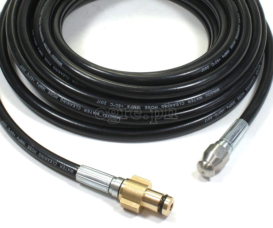PWSH-02A Sewer / Drain Cleaning Hose with Alloy Adapter for Kawasaki/Fujihama Wash Guns 10 / 15 / 20 meters