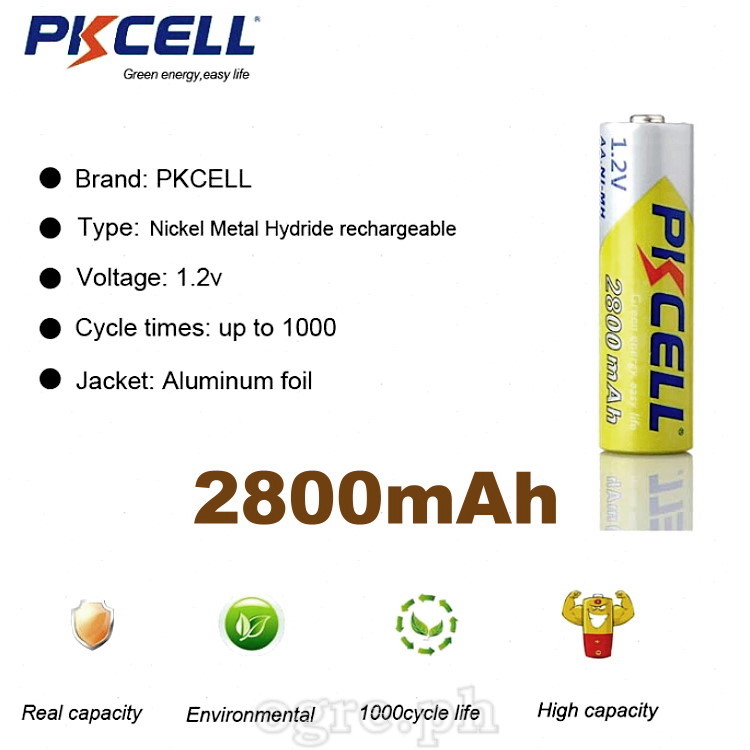 AA2800 Rechargeable 1.2V AA 2800mAh Ni-MH Battery 2-Pack / 4-Pack