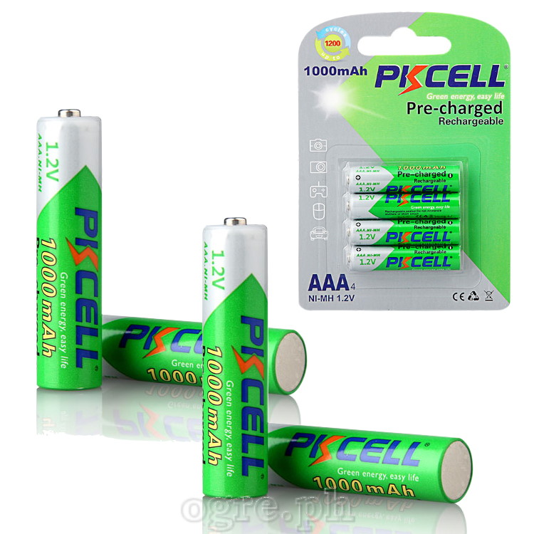 AAA1000 Pre-Charged 1.2V AAA 1000mAh Ni-MH Rechargeable Battery 2-Pack / 4-Pack