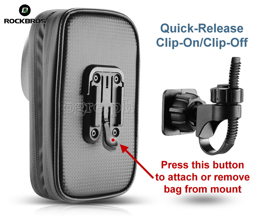 B31-BK Waterproof 360° Bike Handlebar Bag with 6.0 Inch TouchScreen Phone Case