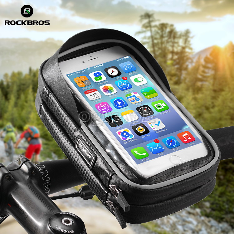 B31-BK Waterproof 360° Bike Handlebar Bag with 6.0 Inch TouchScreen Phone Case