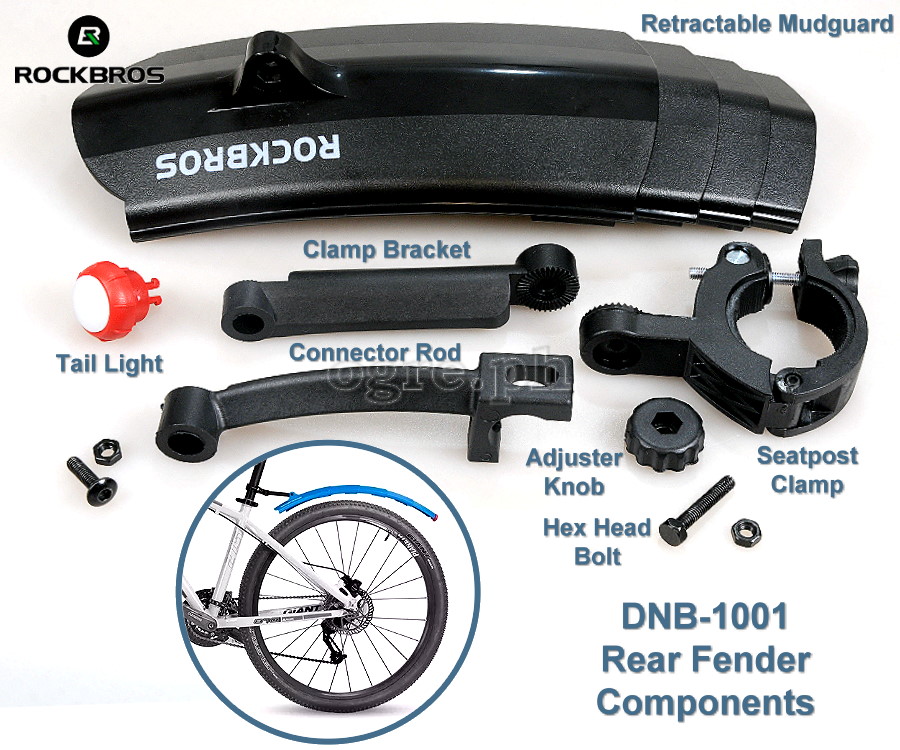 DNB-1001 Universal Front and Rear Retractable Mudguard Set with LED Tail Light