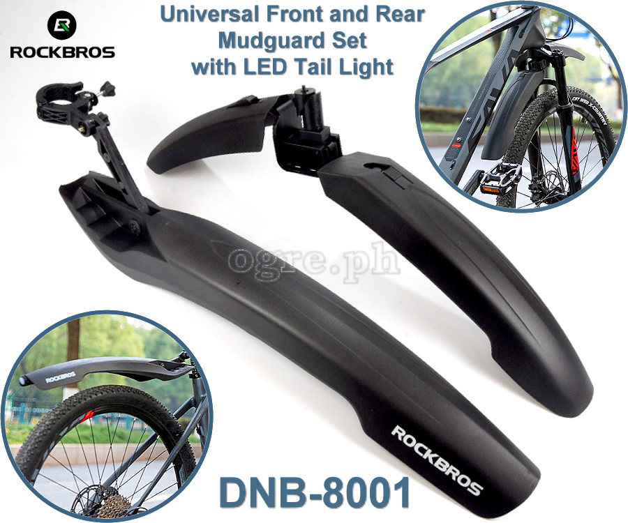 DNB-8001 Universal Front and Rear MTB Mudguard Set with LED Tail Light