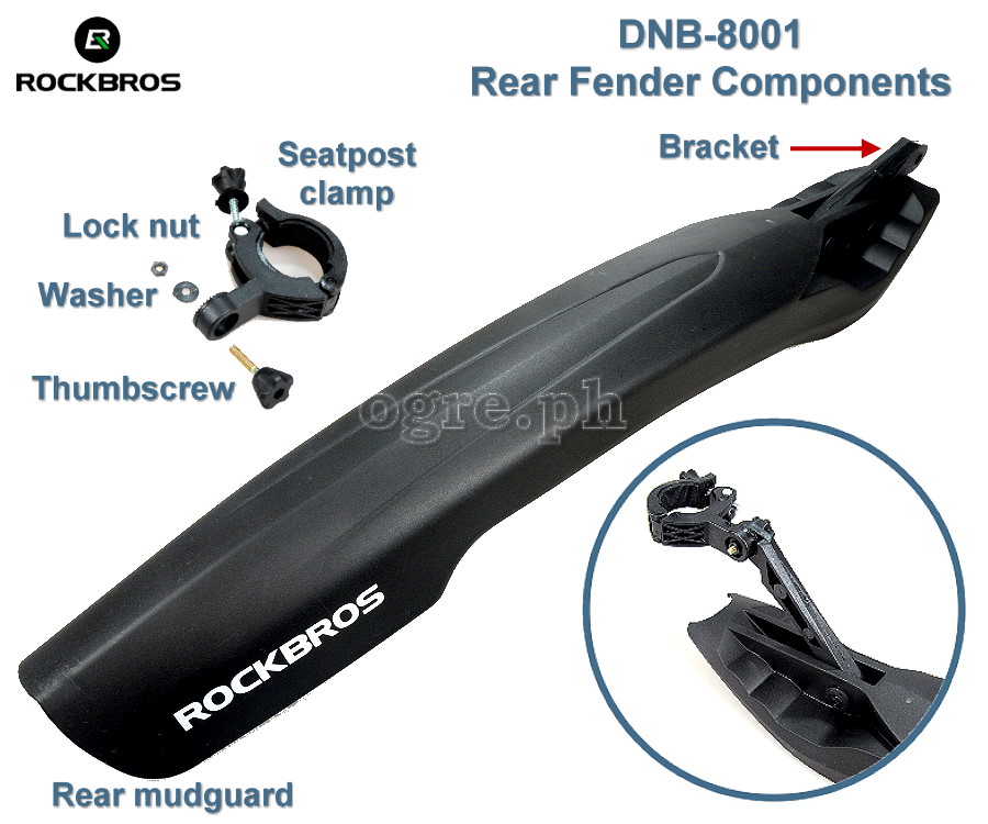 DNB-8001 Universal Front and Rear MTB Mudguard Set with LED Tail Light