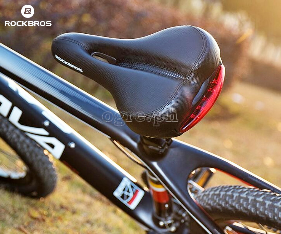 FU-5700L Rainproof Bike Saddle with High Density Memory Foam and Built-In Tail Light