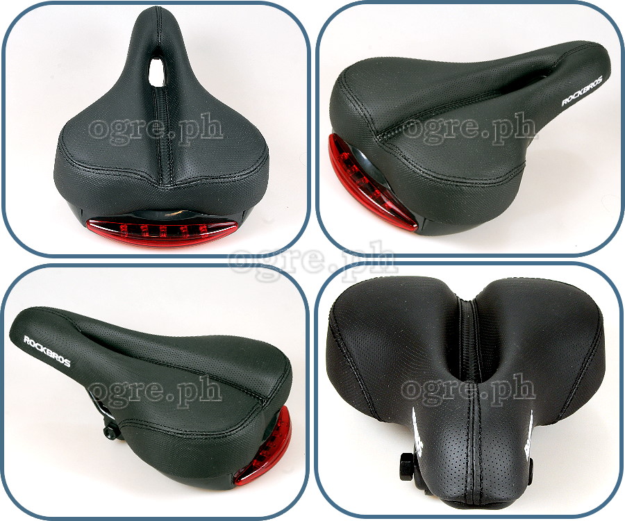 FU-5700L Rainproof Bike Saddle with High Density Memory Foam and Built-In Tail Light