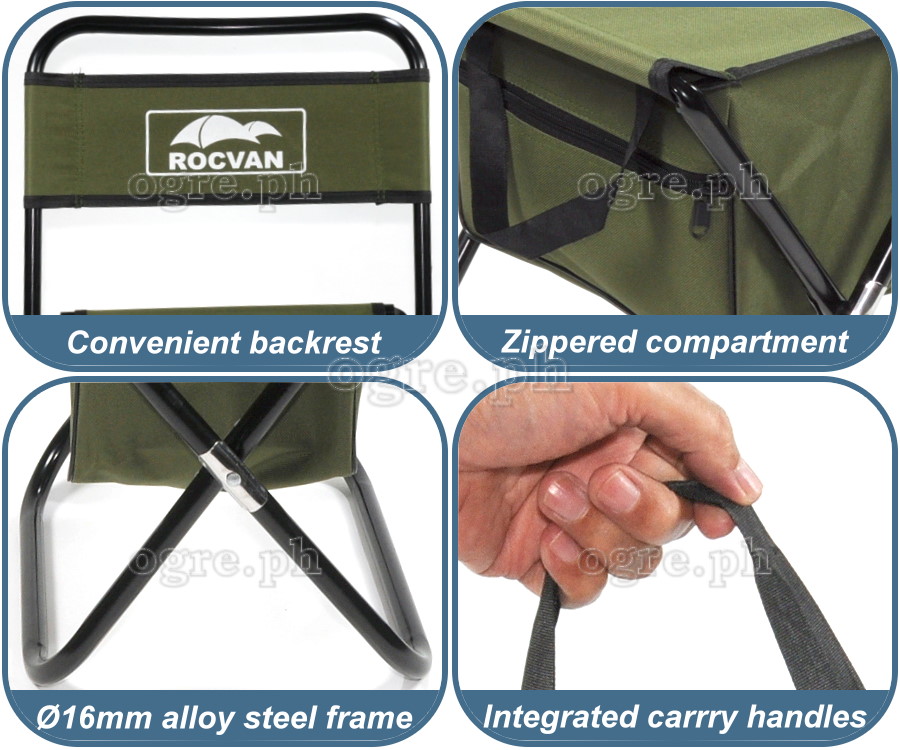 L162 Folding Mini Chair with Backrest and Zippered Compartment For Kids (29x33x59cm)