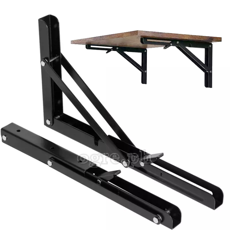 FSB-01PC High Quality 90° Folding Shelf Brackets 1 Pair Heavy Load Bearing (8”~14” Powder Coated Steel)