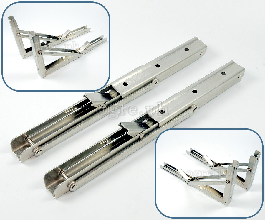 FTB-01SS Premium Quality 90° Folding Table Brackets 1 Pair Heavy Load Bearing (16”~24” 304 Stainless Steel)