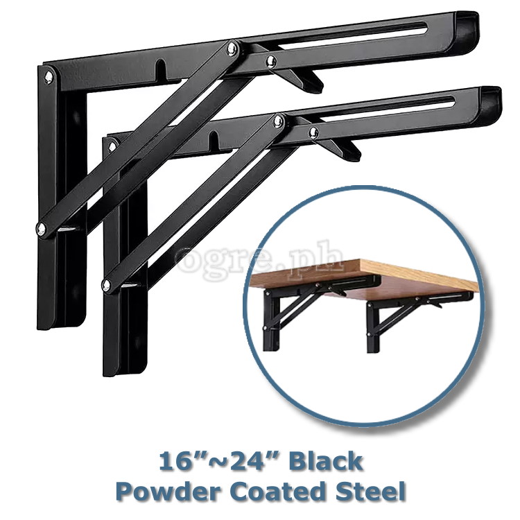 FTB-01PC High Quality 90° Folding Table Brackets 1 Pair Heavy Load Bearing (16”~24” Powder Coated Steel)