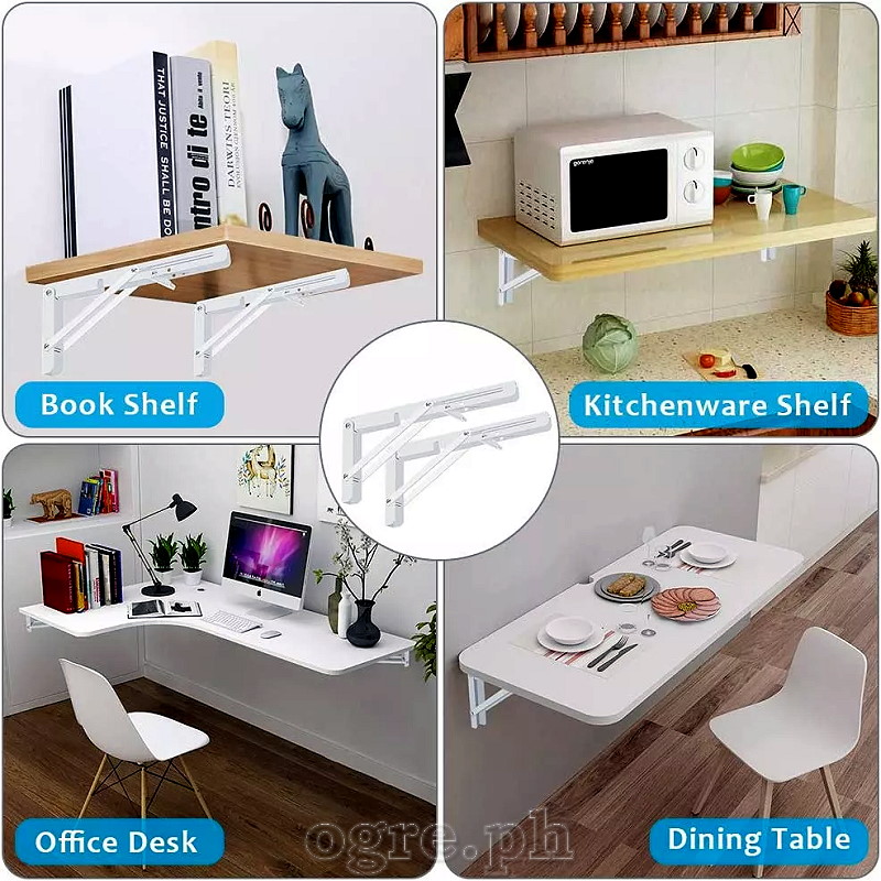 FTB-01PC High Quality 90° Folding Table Brackets 1 Pair Heavy Load Bearing (16”~24” Powder Coated Steel)