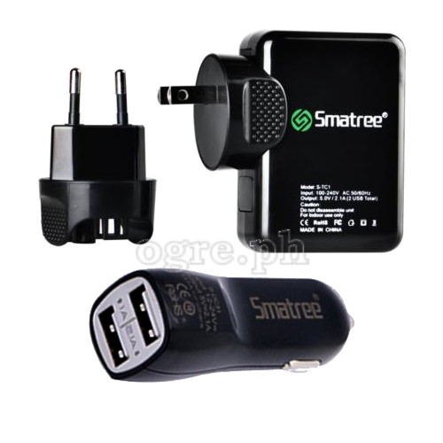 S-TC1 Dual USB Port AC Wall Charger / DC Car Adapter