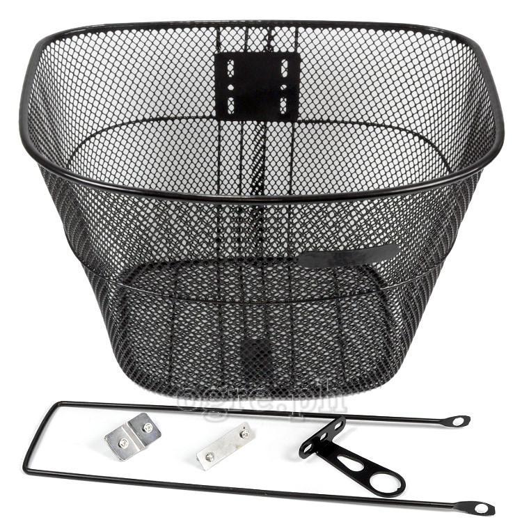 BSK-MM02BS Metal Mesh Basket with Full Set Mounting Hardware (Headset Bracket and Front Axle Support Bar)