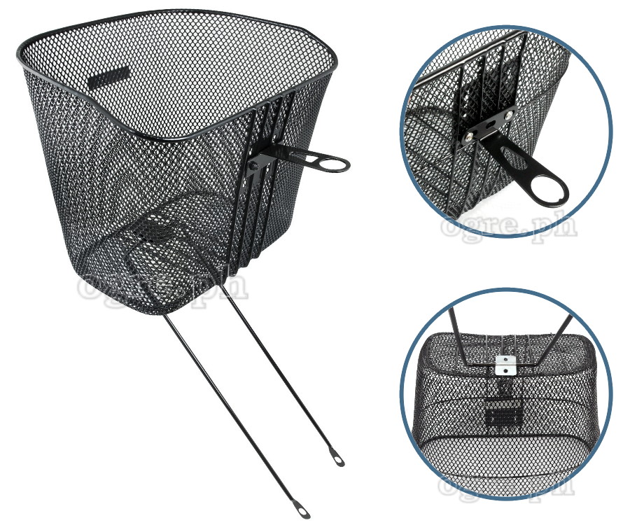 BSK-MM02BS Metal Mesh Basket with Full Set Mounting Hardware (Headset Bracket and Front Axle Support Bar)