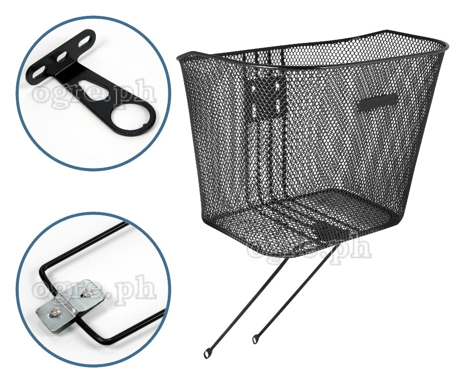 BSK-MM02BS Metal Mesh Basket with Full Set Mounting Hardware (Headset Bracket and Front Axle Support Bar)