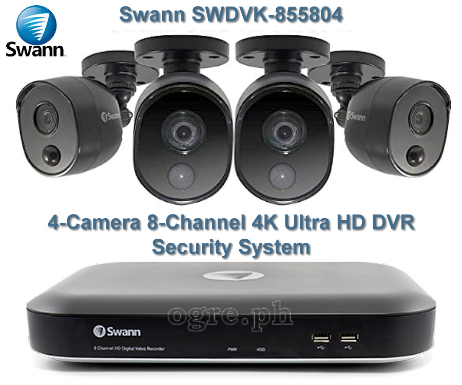 SWDVK-855804 4-Camera 8-Channel 4K Ultra HD DVR Security System with 2Tb DVR (Refurbished Australian Surplus)