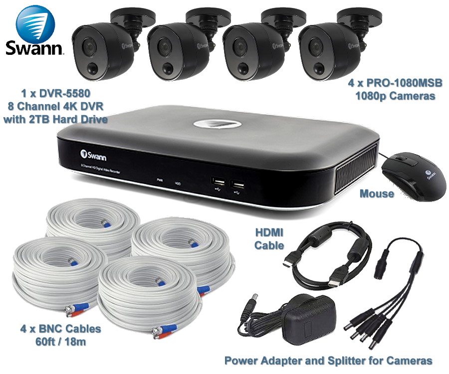 SWDVK-855804 4-Camera 8-Channel 4K Ultra HD DVR Security System with 2Tb DVR (Refurbished Australian Surplus)