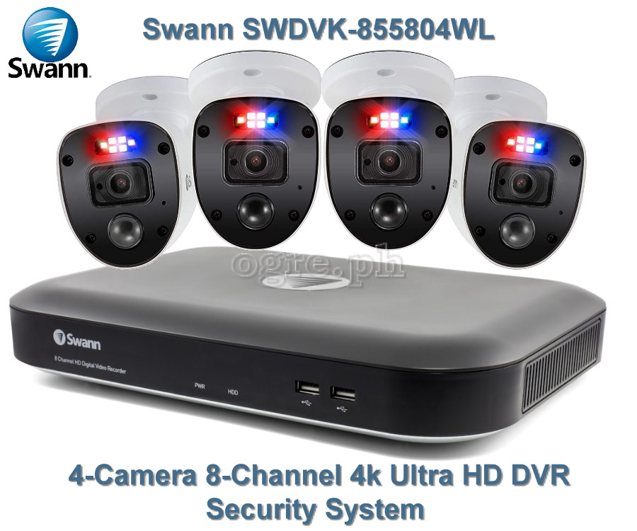 SWDVK-855804WL 4-Camera 8-Channel 4K Ultra HD DVR Security System with 2Tb DVR (Refurbished Australian Surplus)