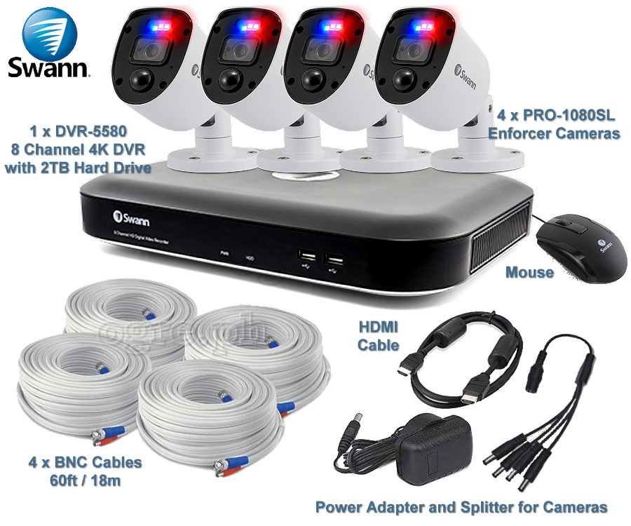 SWDVK-855804WL 4-Camera 8-Channel 4K Ultra HD DVR Security System with 2Tb DVR (Refurbished Australian Surplus)