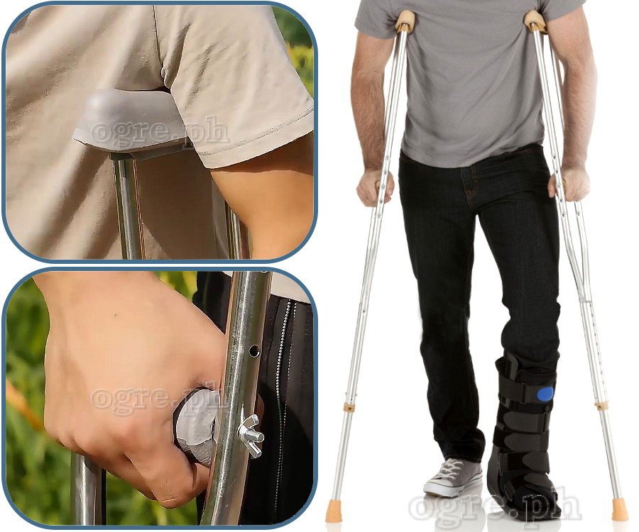 TB-2208Y Heavy Duty Adjustable Aluminum Alloy Medical Axillary Crutches 1 Pair (0.8mm Thick Tubing)